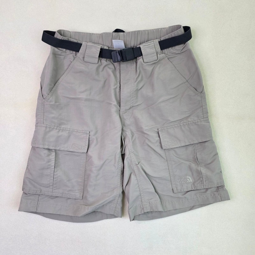 The North Face Hiking Cargo Shorts Men's Size S Small Tan Khaki Nylon Belted